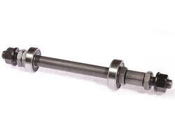 Ось задняя,под гайку (3/8 x 175 mm) на промподшипниках (внут. диам.1см., внеш. лев.2,6см.,прав.3см.)