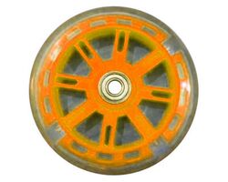 Колесо светящееся для самоката ПВХ с 2 подщип.ABEC-7, диам. - 116мм, оранжевое