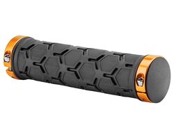 Грипсы XH-G181BL 130 мм чёрные, золотистые кольца, в инд. упаковке